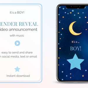 Twinkle Twinkle Gender Reveal Video - Its a Boy! - Digital Pregnancy Announcement - Instant Download - Gender Reveal Twinkle Little Star