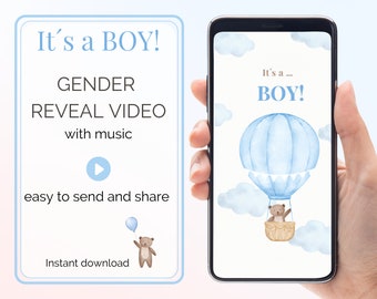 It's a Boy Gender Reveal Video: Teddy Bear Announcement (Digital Download)