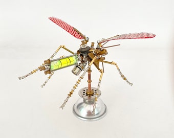 Steampunk Insect | illuminated mosquito | Mechanical Insect Models | Steampunk Figurines |  |Insect Gift | Metal Insect | Handmade Crafts