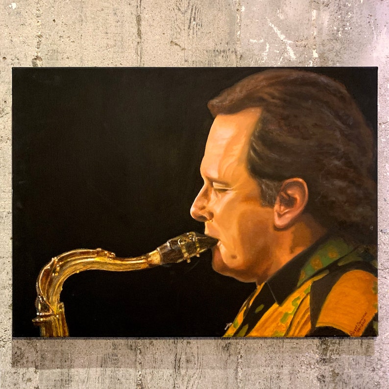 Original Oil Painting Stan Getz Jazz Saxophone Painting Oil Etsy