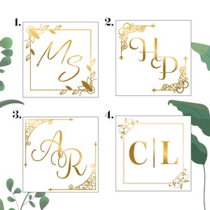 Adesivi di carta personalizzabili con le iniziali dorate desiderate - scrivibili - Art. n. S-301