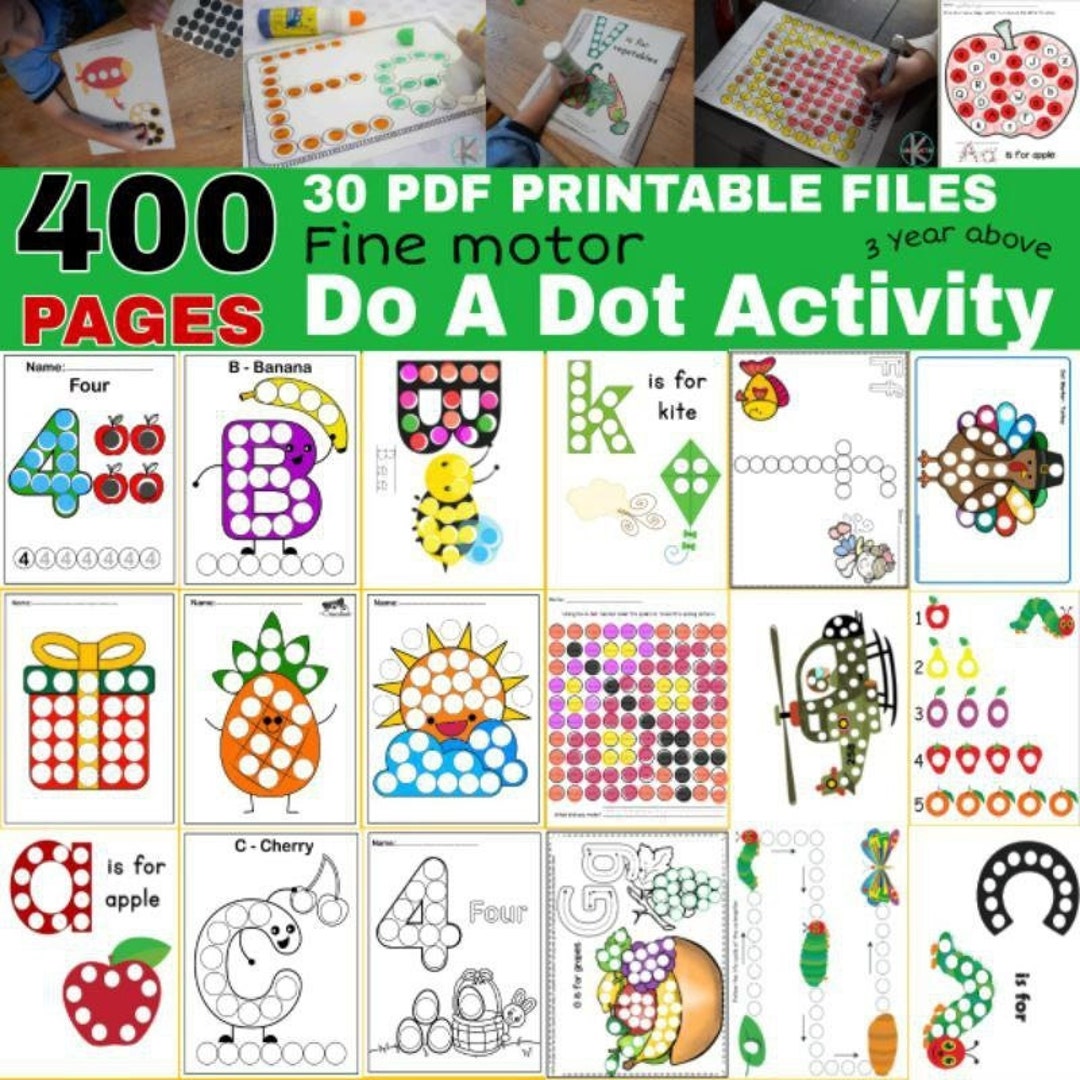 400 Pages Printable PDF Combo Do a Dot Activity Worksheet for Kids ...