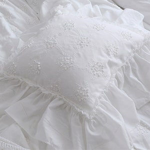 Federa per cuscini decorativi ricamati, federa per cuscino quadrato stile fattoria per divano letto, federa per cuscini con motivi floreali per la casa