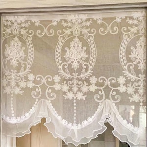 White Embroidered Short Curtain | French Style Lace Sheer Curtain