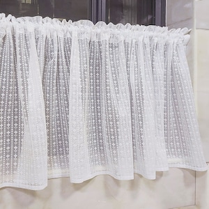 White Lace Short Curtain,Half Curtain For Small Window/Door,Custom Curtain,Sheer Curtain,1PC Cafe Curtain