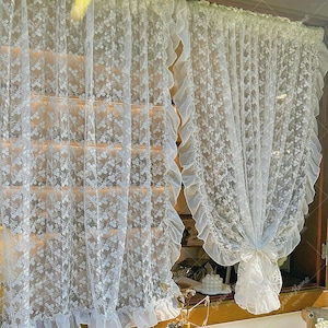 Florale durchsichtige Vorhänge, Romantischer lichtfilternder Fenstervorhang, Romantischer Spitzenvorhang, Wohnkultur
