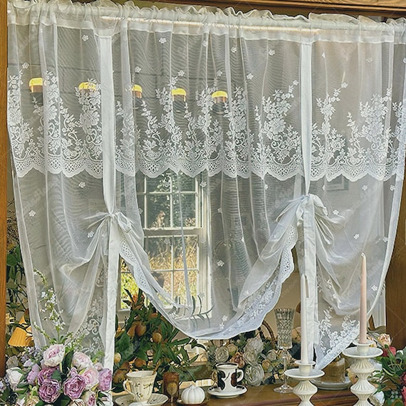 Eleganter Blumen-Vorhang, verstellbare, durchsichtige Vorhänge für die Küche