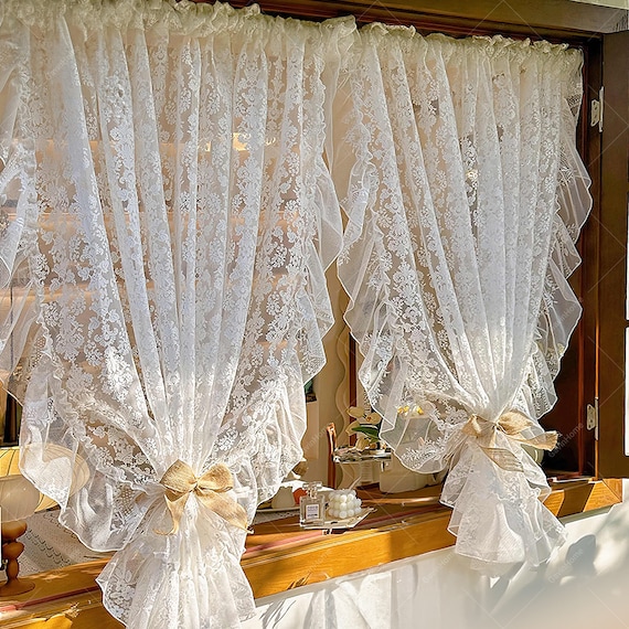 Tenda A Pannello In Pizzo Bianco 61x183 Cm – Ricamo Francese Per Porte In Vetro E Patio