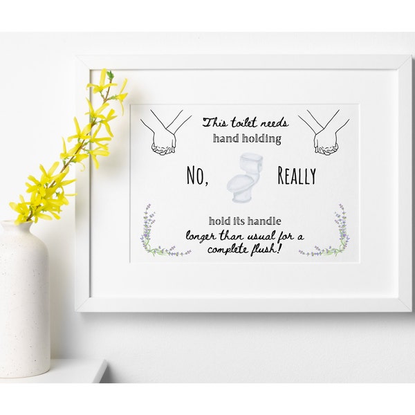 Bathroom Sign Hold Down Handle Etsy