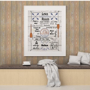 Lake Airbnb Sign | Custom Color Printable | Lake Rules | Lake Life | Lake Wall Art | lake house decor | lake printable sign