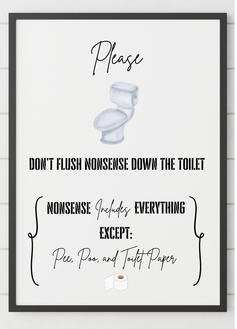 Printable Do Not Flush Bathroom Sign for Home Business or Airbnb, Only ...
