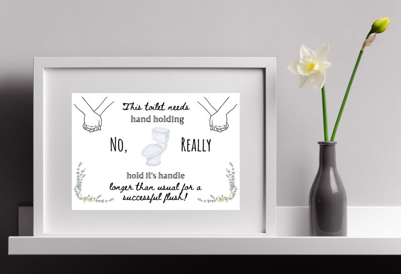 Printable Funny Bathroom Decor Wall Sign Hold Handle Down to - Etsy