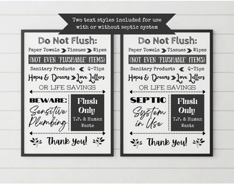 Septic System Sign PRINTABLE Bathroom Sensitive Plumbing Do - Etsy