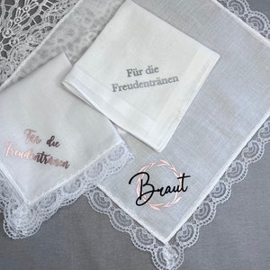 Pañuelos personalizados / lágrimas de alegría / boda / regalo para invitados de boda Número de artículo 002/003