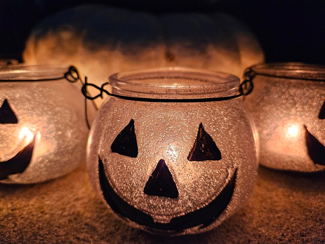 Glass Pumpkin Candle Holder Halloween Decor Pumpkin Candle Etsy