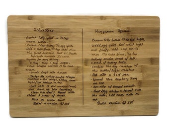 Handwritten Recipe Engraving on Bamboo Cutting Board
