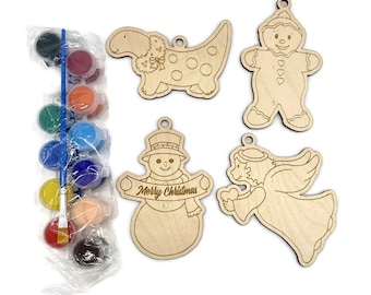 Children's Engraved Wood Ornament Painting Set