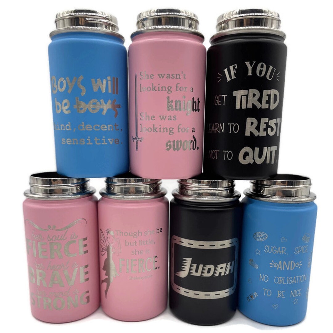 Personalized Custom Engraved Kids' 12oz Stainless Steel Water Bottles ...