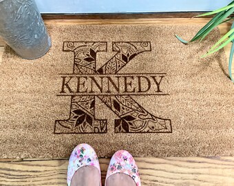 Personalized Monogram Outdoor Floormat - Octopus Monogram or Traditional