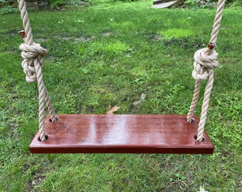 Handmade Mahogany Wood Swing (Includes Hardware) - PERSONALIZATION available