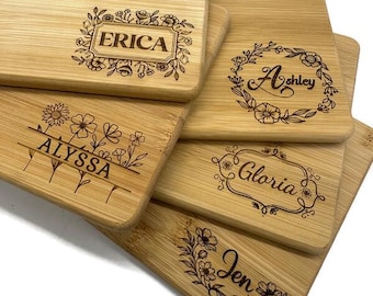 Personalized Floral Engraved Cutting Board