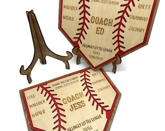 Personalized Engraved Baseball Home Plate Shaped Coach Gift