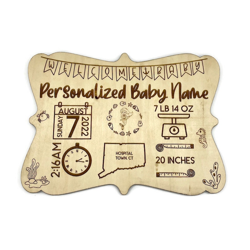 Personalized Wooden Engraved Baby Birth Stats Announcement Sign - Etsy