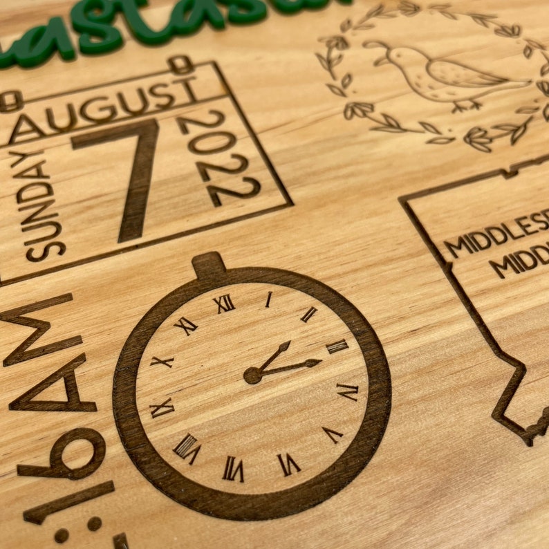 Personalized Wooden Engraved Baby Birth Stats Announcement Sign - Etsy
