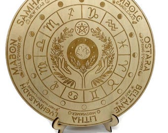 Engraved Wiccan Wheel of The Year Calendar
