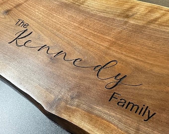 Personalized Thick Live Edge Black Walnut Charcuterie Board - Small
