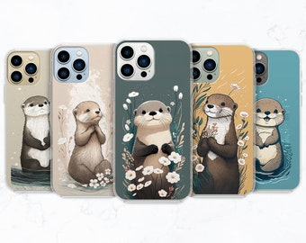 Cute Otters Phone Case Significant Otter Cover for iPhone 15, 14, 13, 12 Pro Samsung A12, S22, S21, A40, A71,A52, Huawei P40, P50 Lite