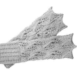 Spitzen-Armstulpen Aurelie - hellgrau - Schurwolle - handgestrickt