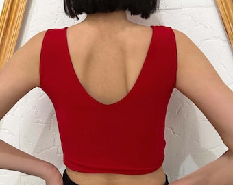 Dames rode crop top, rode bustier, dames elegante top, klassieke basic schattige cropped tanktops