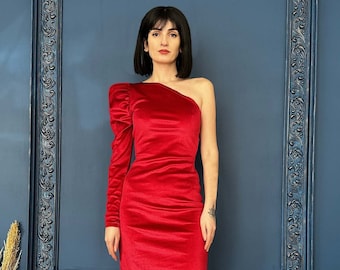 one shoulder prom dress pattern One shoulder evening gown sewing pattern, high low dress prom dress pattern, wedding guest dress pattern, Size: A0 A4 US Letter-US 2 to 30