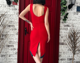 Vestido de tango reversible - Vestido de milonga rojo y verde para festivales de baile y eventos de tango, vestido de tango argentino