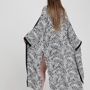 Zebra Kimono - Black & White Summer Kimono Dress for Women