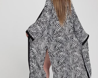 Zebra Pattern Kimono, Maxi Women Kimono, Woman Kimono, Black and White Zebra Kimono, Summer Kimono, Kimono Dress