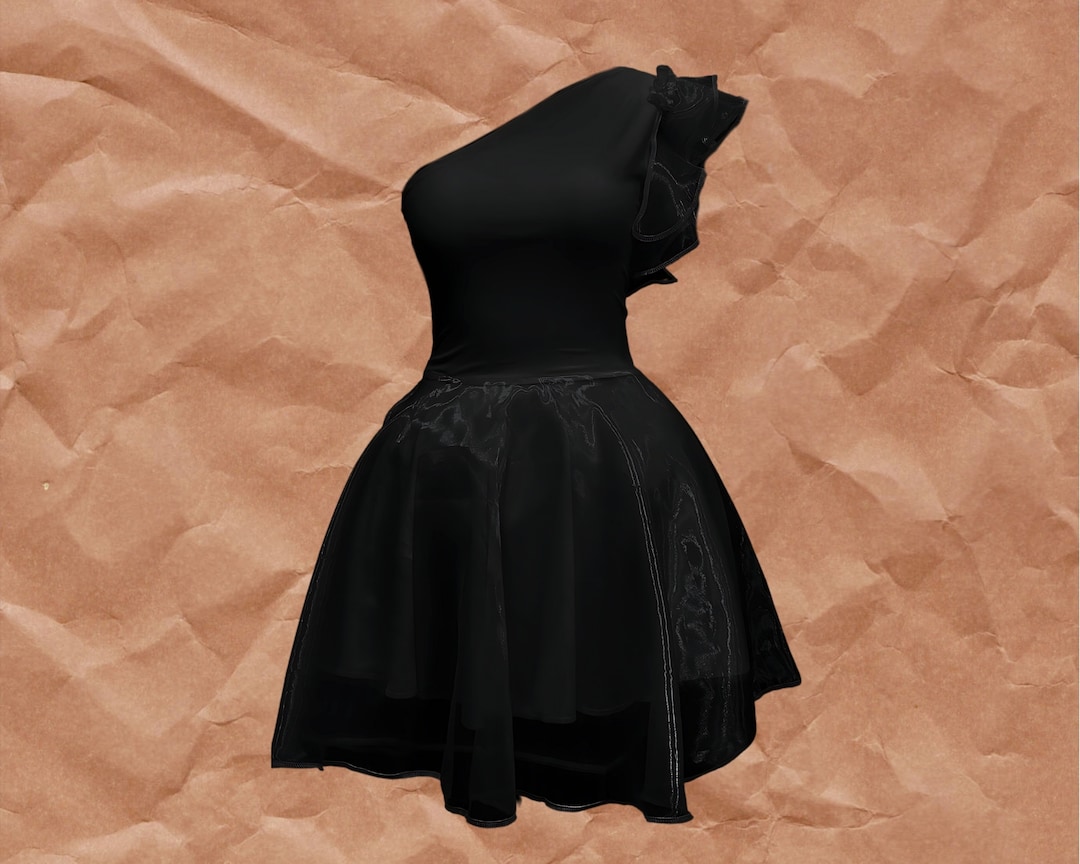One-Shoulder Black Cut Glass Mirror Cutout Mini Cocktail Dress Party Dress c3195
