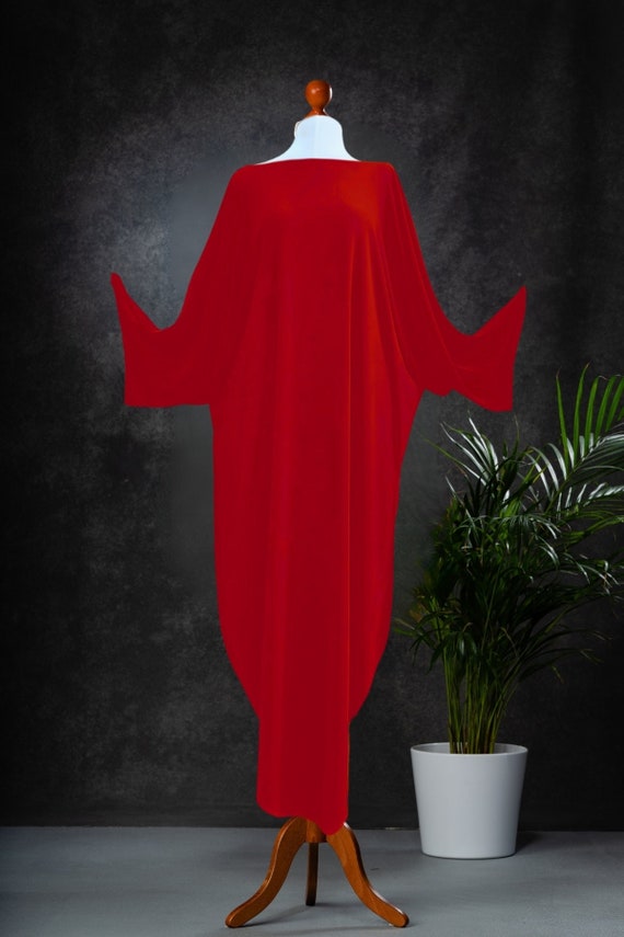 Oversize Red Kaftan Dress bohemian Loose Fit Gown gothic Red Batwing Dress With Slit plus Size Clothing red Maxi Dress With Side Slits Etsy