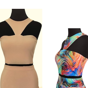 Women&#39;s Reversible Crop Top - Abstract Design & Beige - Tango Blouse
