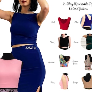 Versatile 2-Way Reversible Tango Top| 8 Color - Dance Crop Top - Argentina Tango Top - Blue Top - Pink Top