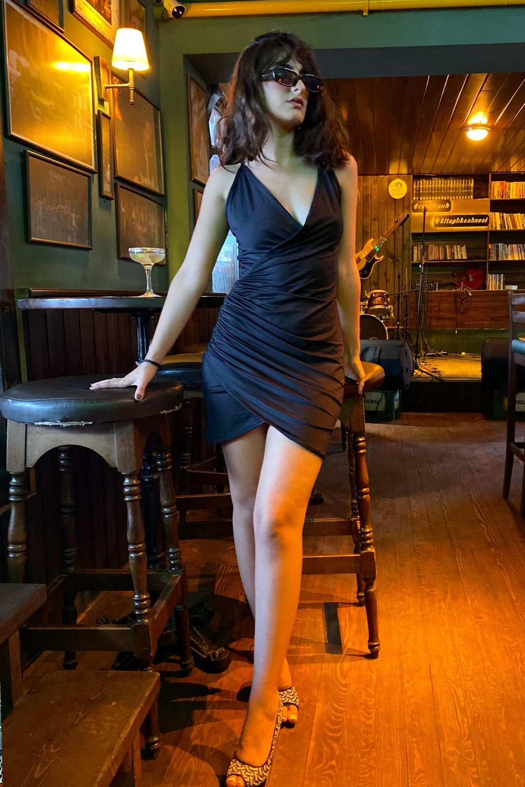 black mini dress tight Back In Time Long Sleeve Mini Dress | Black | Womens main image 1