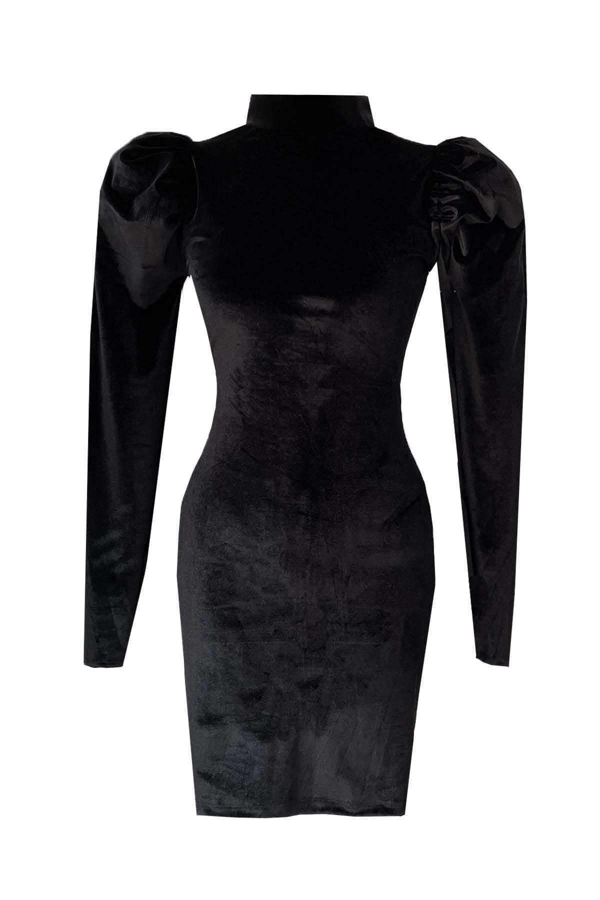 blue dress for baby girl Dramatic Effect Velvet Puff Sleeve Mini Dress main image 0