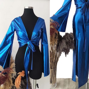 Royal Blue Wrap Top and Maxi Skirt Set - 2 Piece Co-ord Outfit