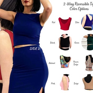 Versatile 2-Way Reversible Tango Top| 8 Color - Dance Crop Top - Argentina Tango Top - Blue Top - Red Top