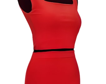 Red Crop Top, Red  Tango Top - Party Crop | Square Neck Basic - Dance Blouse