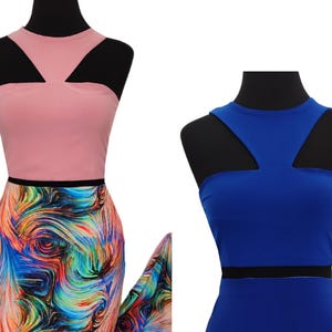 Women&#39;s Reversible Crop Top - Blue & Pink - Tango Blouse - Stretchy Lycra Top