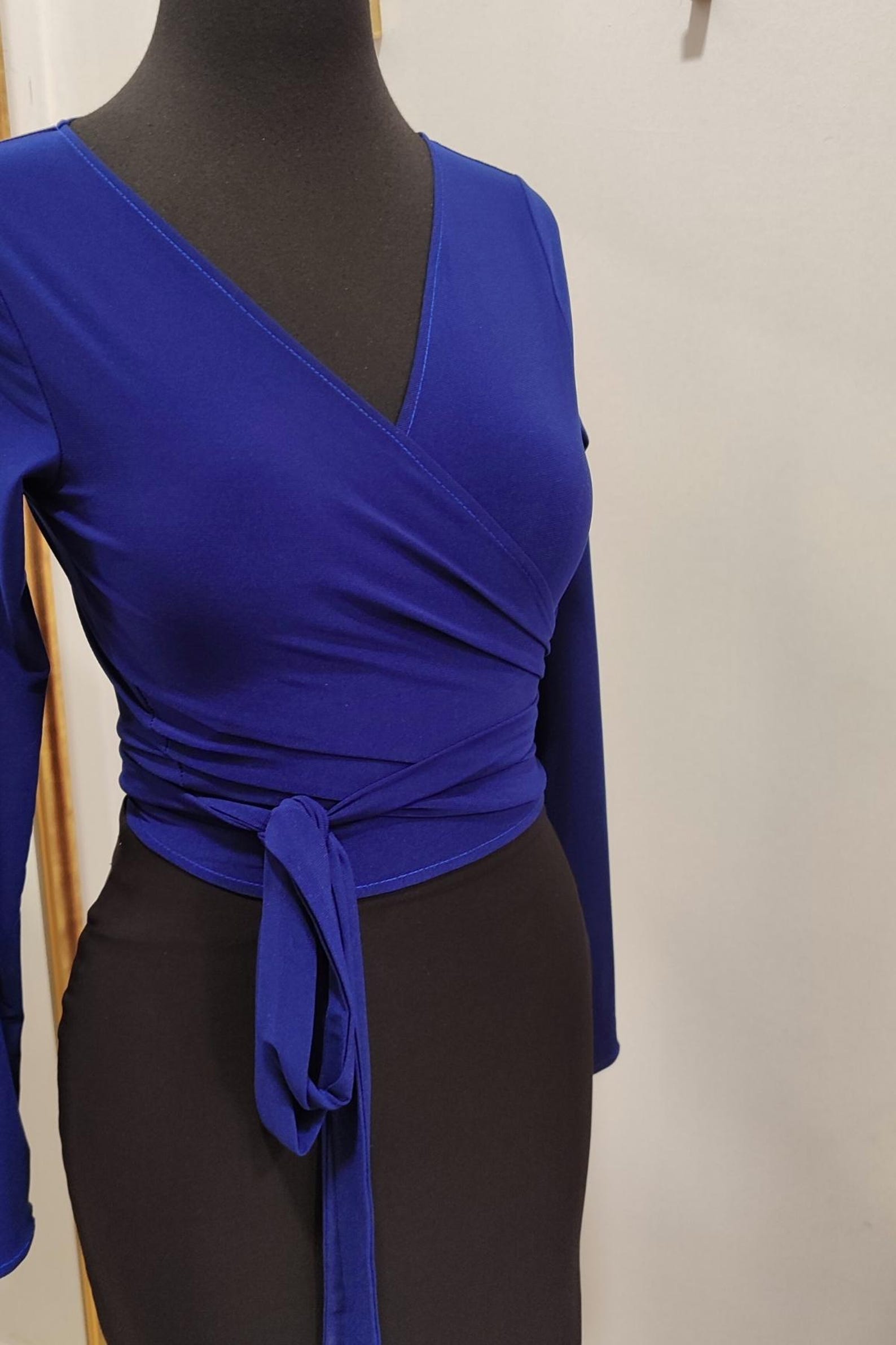 Elegant Long-Sleeve Wrap Blouse