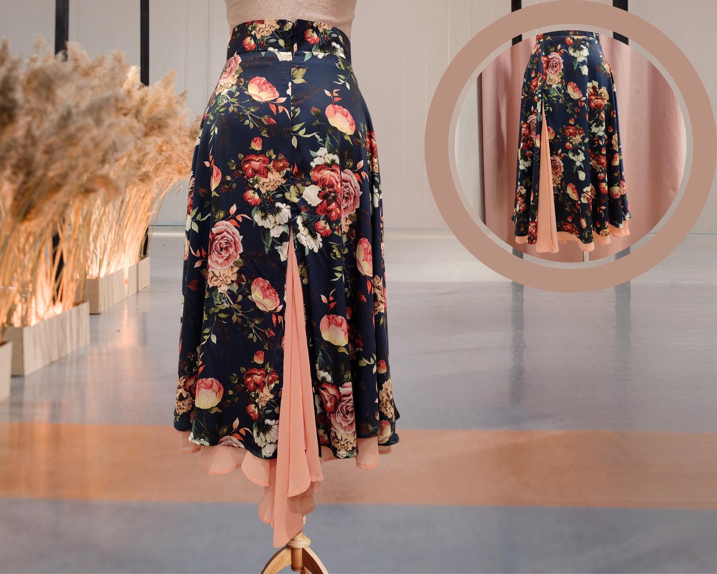 【NASTYFANCY】FLOWER PATTERN SLIT LONG SKIRT Ditsy-Floral-Slit-High-Waist-