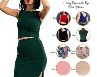 Veelzijdige 2-weg omkeerbare tangotop| 8 kleuren: crop top dans
